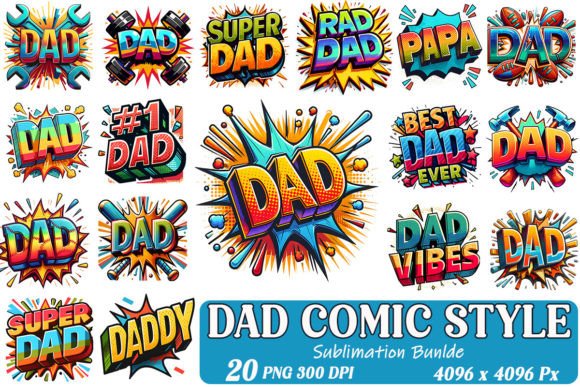 Download DAD Comic Style Sublimation Bundle - Sublimation Collection