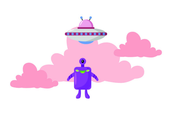 Download Flat Illustration Space Aliens Purple - Alien Collection