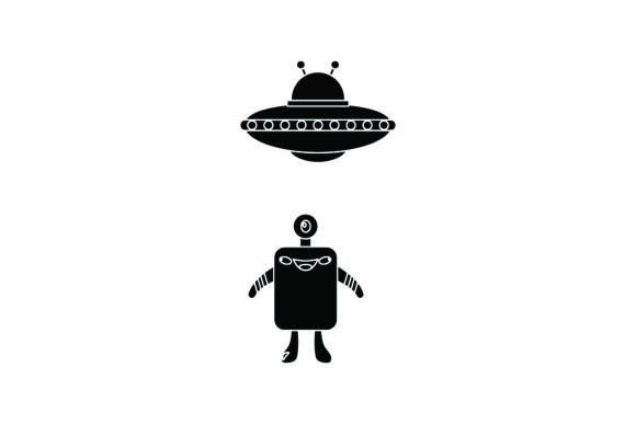 Download Flat Illustration Space Aliens Black - Alien Collection
