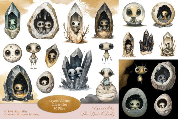 Download Crystal Aliens Clipart Set - Alien Collection