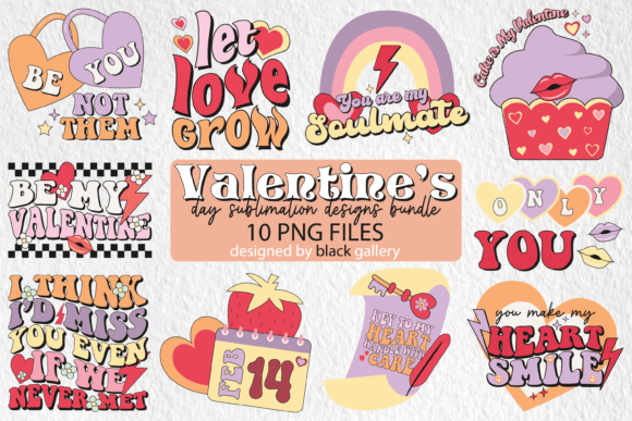 Download Retro Valentines Day PNG Bundle - Retro valentines day Collection