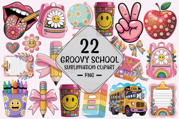 Download Groovy School Sublimation Clipart Bundle - Sublimation Collection