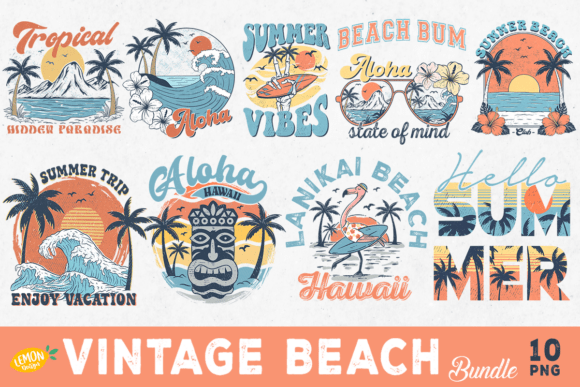 Download Vintage Beach PNG Sublimation Bundle - Sublimation Collection